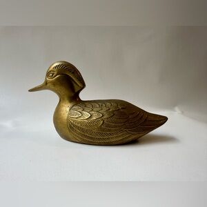 Solid Brass Duck Figurine Approx 6” Long by 3.5” Tall